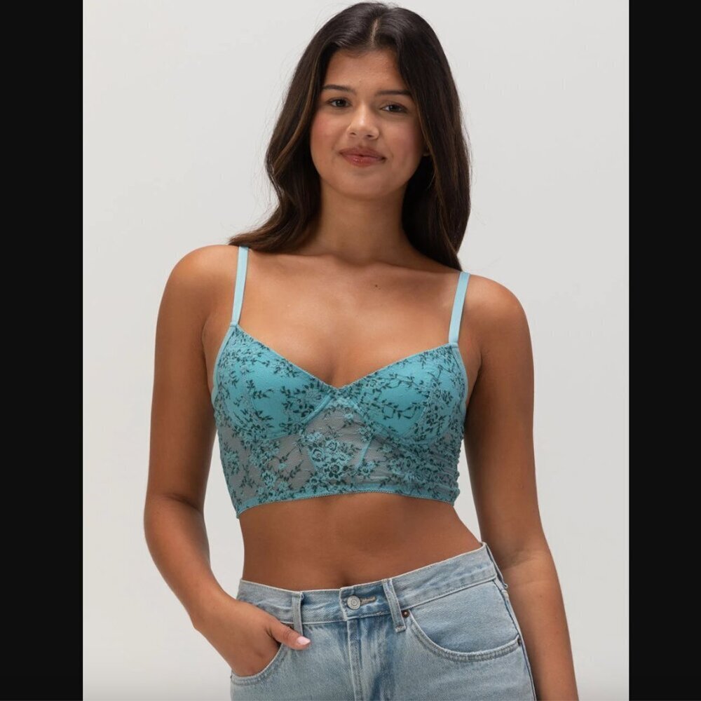 Full Tilt Blue Floral Underwire Bralette XS